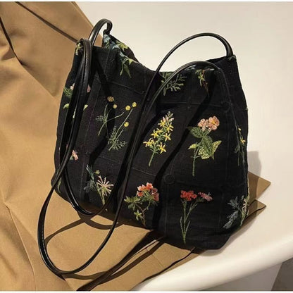 Embroidered Floral Bucket Bag