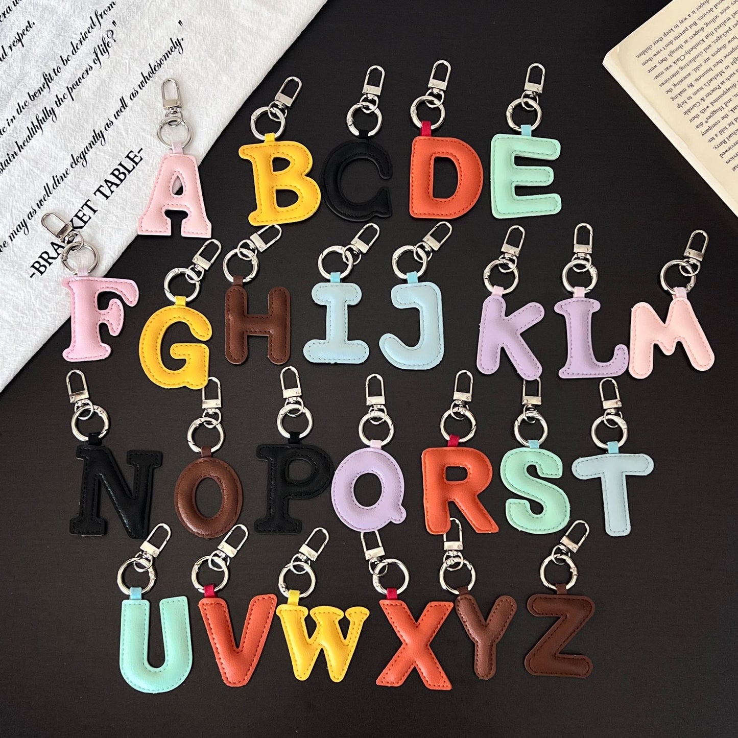 Colored Letter Charm Keychain