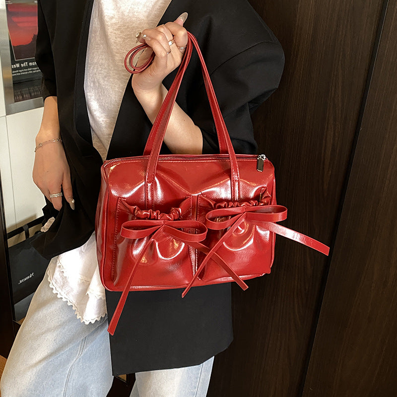 Pleather Bow Shoulder Bag