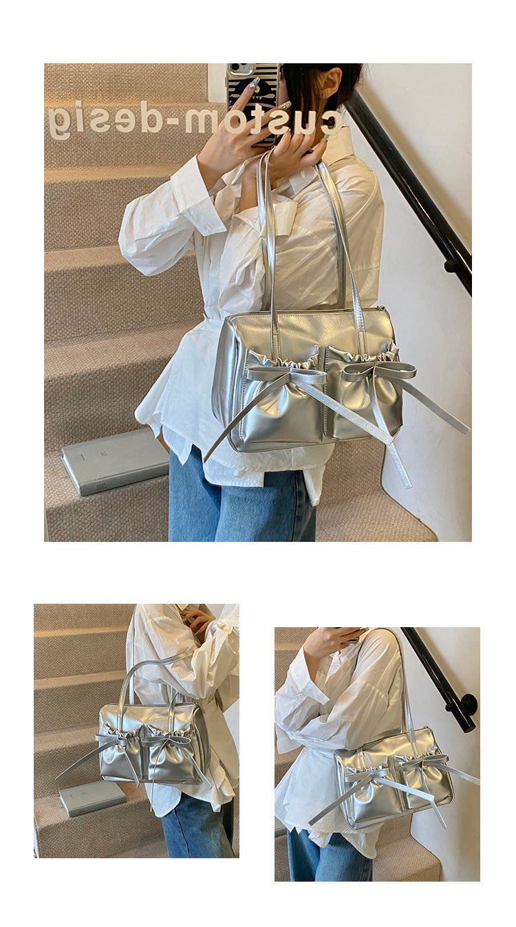 Pleather Bow Shoulder Bag