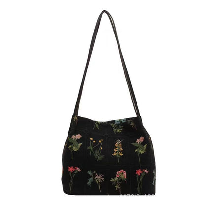 Embroidered Floral Bucket Bag