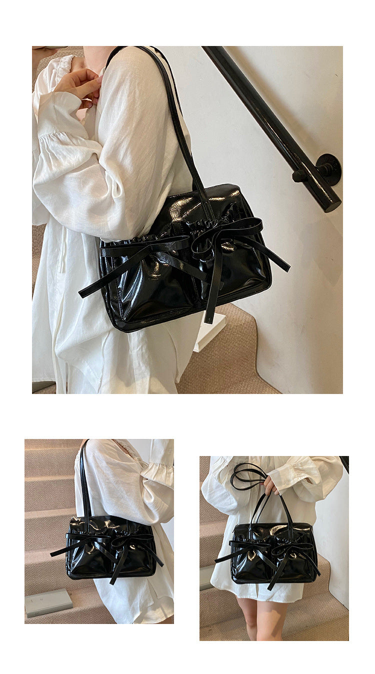 Pleather Bow Shoulder Bag