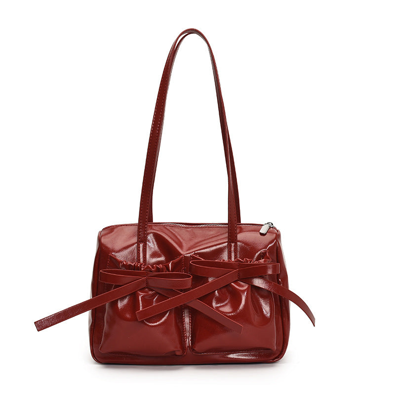 Pleather Bow Shoulder Bag