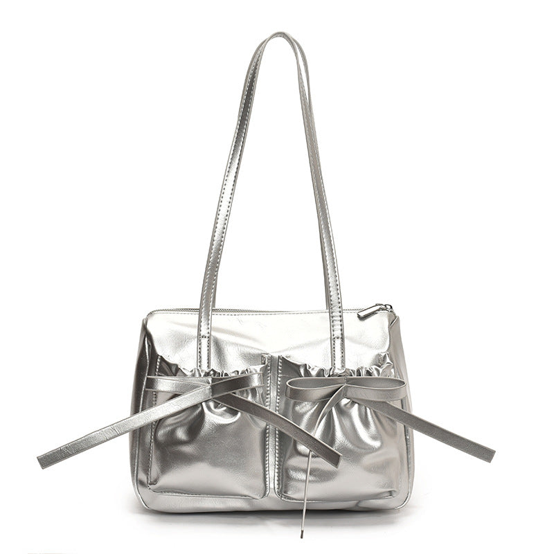 Pleather Bow Shoulder Bag