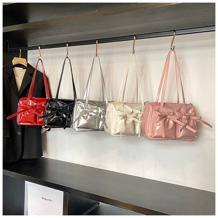 Pleather Bow Shoulder Bag