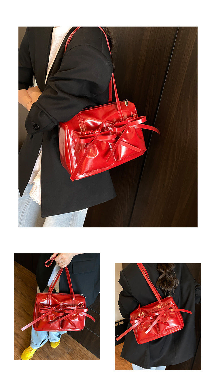 Pleather Bow Shoulder Bag