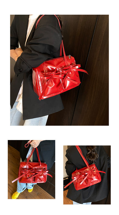 Pleather Bow Shoulder Bag