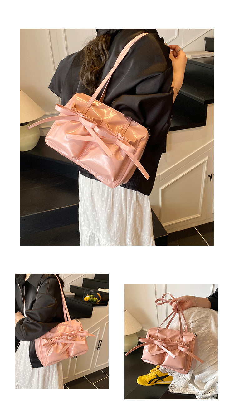 Pleather Bow Shoulder Bag